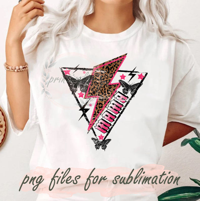 Retro Mama Png, Mama Leopard Lightning Design Png, Mama Sublimation Png, Mother Day Png, Mama Butterfly Digital Png, Digital Download Sublimation PrintingLife 