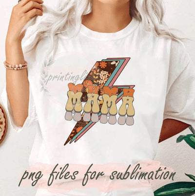 Retro Mama Png, Mama Lightning Png, Mama Flowers Png, Mother's Day Png, Retro Mama Design, Mother's Day Gifts, Mama Sublimation Sublimation PrintingLife 