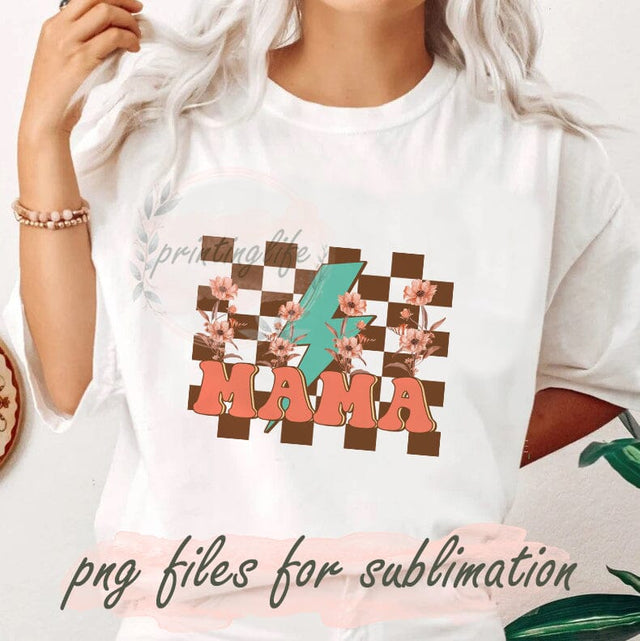 Retro Mama Png, Mama Lightning Png, Mama Flowers Png, Mother's Day Png, Retro Mama Design, Mother's Day Gifts, Mama Sublimation Sublimation PrintingLife 
