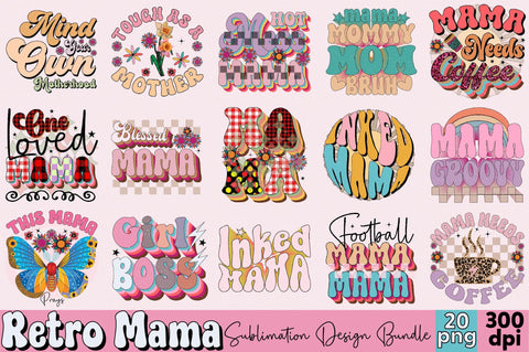 Retro Mama Sublimation Design Bundle Sublimation SVGArt 