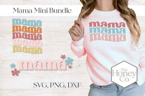 Retro Mama SVG PNG DXF Hand Lettered Cut File Bundle SVG The Honey Company 