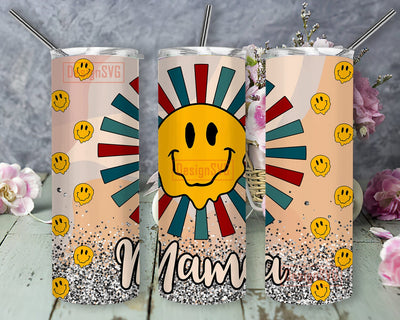 Retro Mama Tumbler Design, Mama Smile Face 20oz Skinny Png, Mama Tumbler Png, Sublimation Designs, Mother's Day Gift, Instant Download Sublimation DesignSVG 