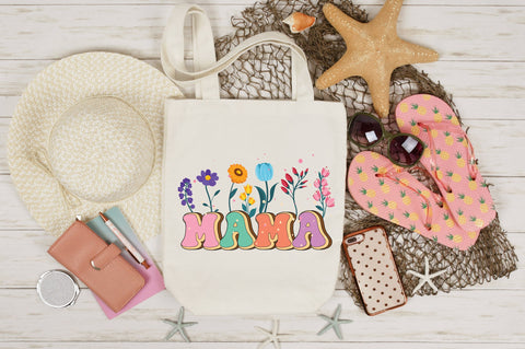 Retro Mama with Flower PNG Sublimation SVG designartist 