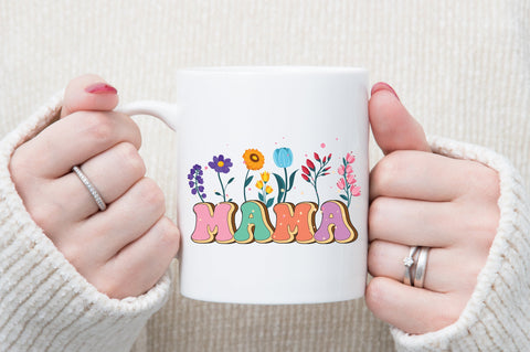 Retro Mama with Flower PNG Sublimation SVG designartist 