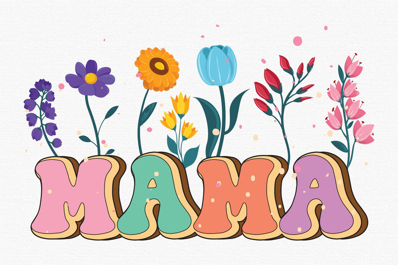 Retro Mama with Flower PNG Sublimation SVG designartist 