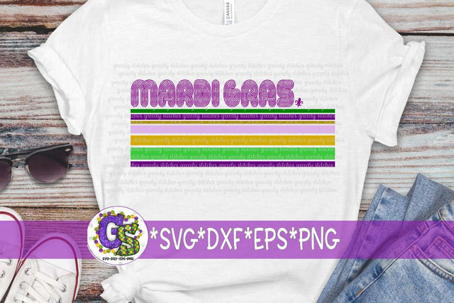 Retro Mardi Gras SVG DXF EPS PNG SVG Greedy Stitches 