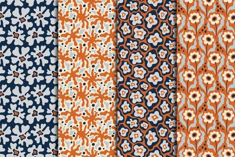 Retro Matisse Flowers Seamless Patterns Digital Pattern Rin Green 