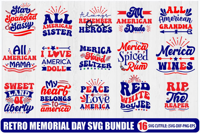 Retro Memorial Day SVG Bundle SVG Blessedprint 