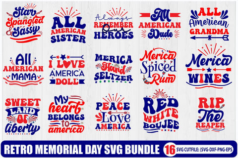 Retro Memorial Day SVG Bundle SVG Blessedprint 
