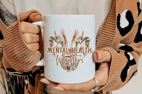 Retro Mental Health Flowers PNG Bundle Sublimation Jagonath Roy 