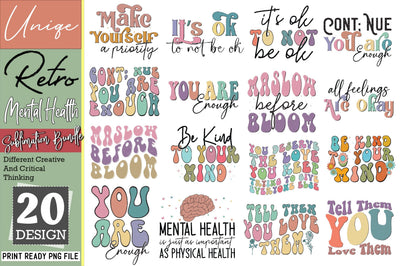 Retro Mental Health Sublimation Bundle Sublimation Creativeart88 