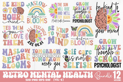 Retro Mental Health SVG Bundle SVG DESIGNS DARK 