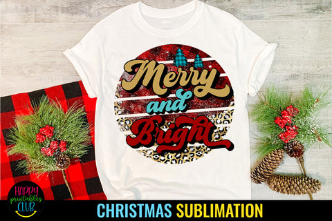 Retro Merry and Bright Sublimation I Holiday Sublimation Sublimation Happy Printables Club 