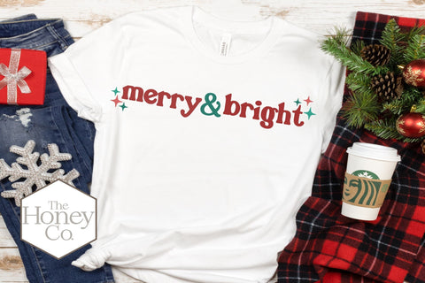 Retro Merry and Bright SVG Cut File Hand Lettered Christmas SVG The Honey Company 