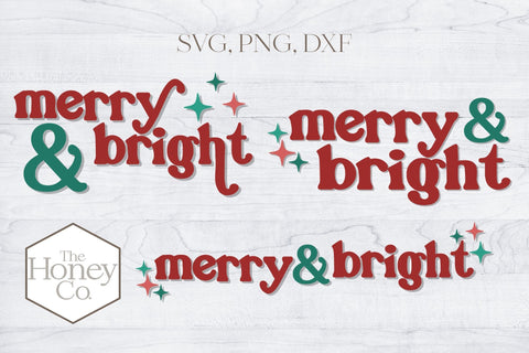 Retro Merry and Bright SVG Cut File Hand Lettered Christmas SVG The Honey Company 