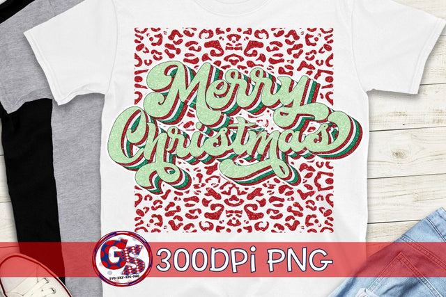 Retro Merry Christmas Leopard Print PNG for Sublimation Sublimation Greedy Stitches 