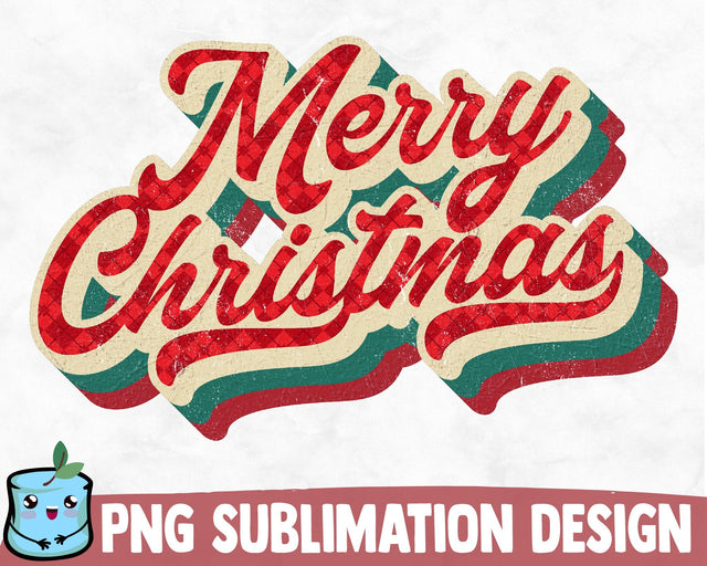 Retro Merry Christmas Sublimation Design Sublimation MintyMarshmallows 