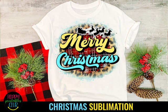 Retro Merry Christmas Sublimation I Holiday Sublimation PNG Sublimation Happy Printables Club 