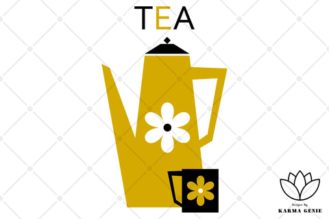 Retro Modern - Tea & Coffee Pots - SVG PNG Graphic Designs SVG Karma Genie Graphics 