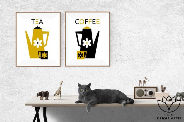 Retro Modern - Tea & Coffee Pots - SVG PNG Graphic Designs SVG Karma Genie Graphics 