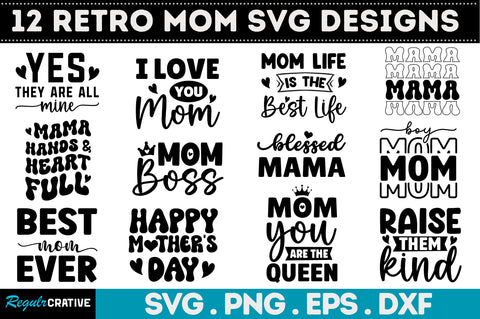 Retro Mom SVG Bundle SVG Regulrcrative 