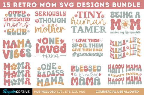 Retro Mom SVG Bundle SVG Regulrcrative 