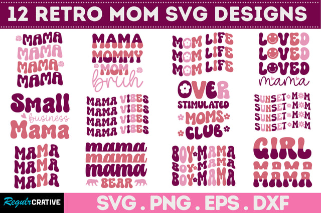 Retro Mom SVG Bundle SVG Regulrcrative 