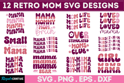 Retro Mom SVG Bundle SVG Regulrcrative 