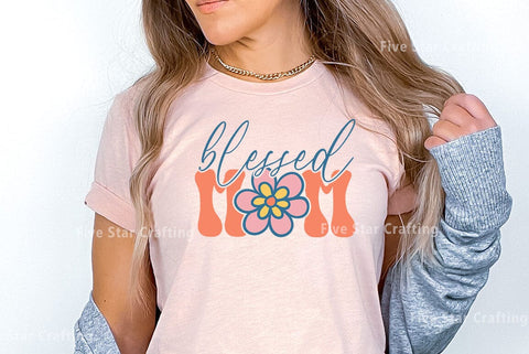 Retro Mom SVG Design, Blessed mom SVG FiveStarCrafting 