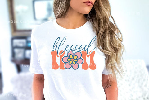Retro Mom SVG Design, Blessed mom SVG FiveStarCrafting 