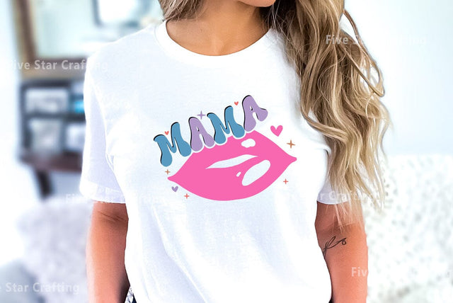 Retro Mom SVG Design, Mama lips SVG FiveStarCrafting 