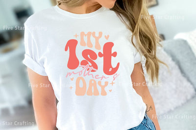 Retro Mom SVG Design, My first mothers day SVG FiveStarCrafting 