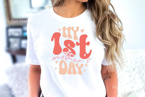 Retro Mom SVG Design, My first mothers day SVG FiveStarCrafting 
