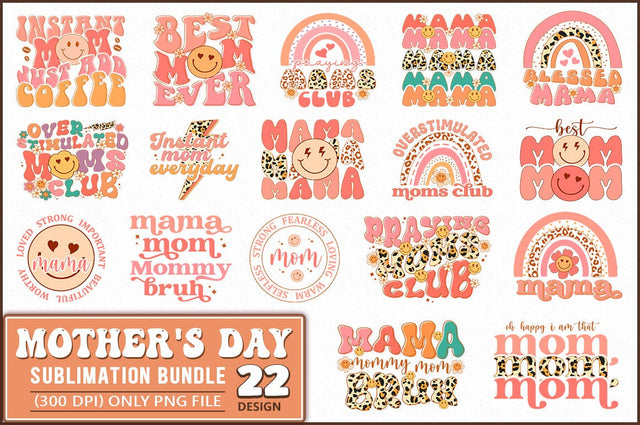 Retro Mother's Day Sublimation Bundle, Vintage Mom mama PNG SVG Shetara Begum 