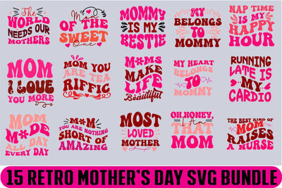 Retro Mother's Day SVG Bundle, Mom svg , mom life svg, mama svg, blessed mama svg, mom of boys, mom of girls svg, mom quotes svg, cricut svg SVG Blessedprint 