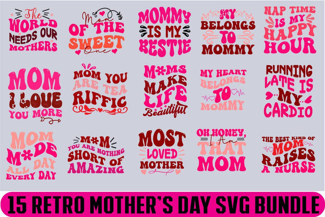 Retro Mother's Day SVG Bundle, Mom svg , mom life svg, mama svg, blessed mama svg, mom of boys, mom of girls svg, mom quotes svg, cricut svg SVG Blessedprint 