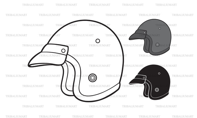 Retro motorcycle helmet SVG TribaliumArtSF 