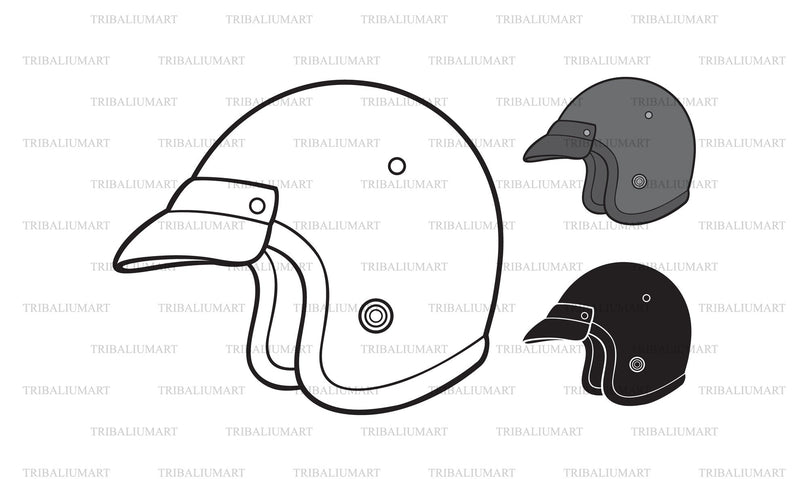 Retro motorcycle helmet SVG TribaliumArtSF 