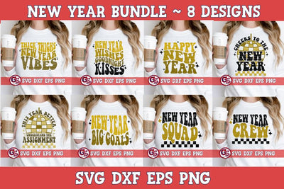 Retro New Year Bundle SVG DXF EPS PNG SVG Greedy Stitches 