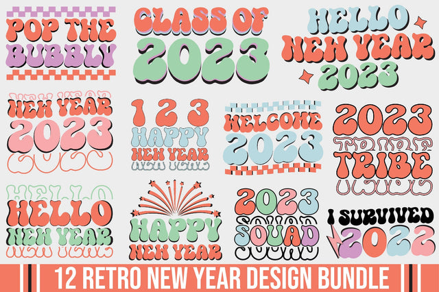 Retro New Year Design Bundle SVG SVGista 