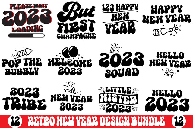 Retro New Year Design Bundle SVG SVGista 