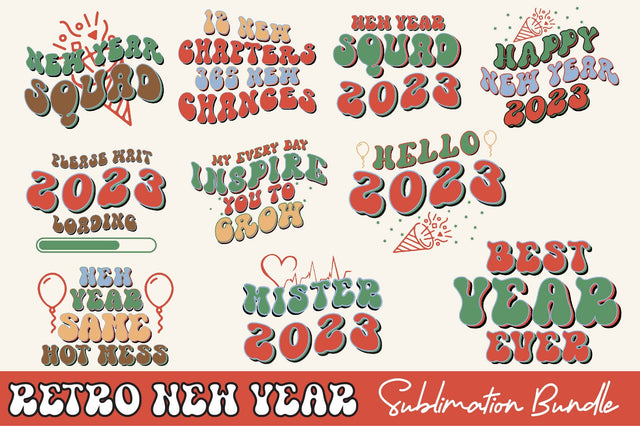 Retro New Year Sublimation Bundle SVG Rupkotha 