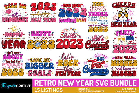 Retro New Year SVG Bundle SVG Regulrcrative 