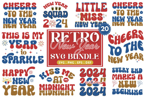 Retro New Year SVG Bundle SVG Regulrcrative 