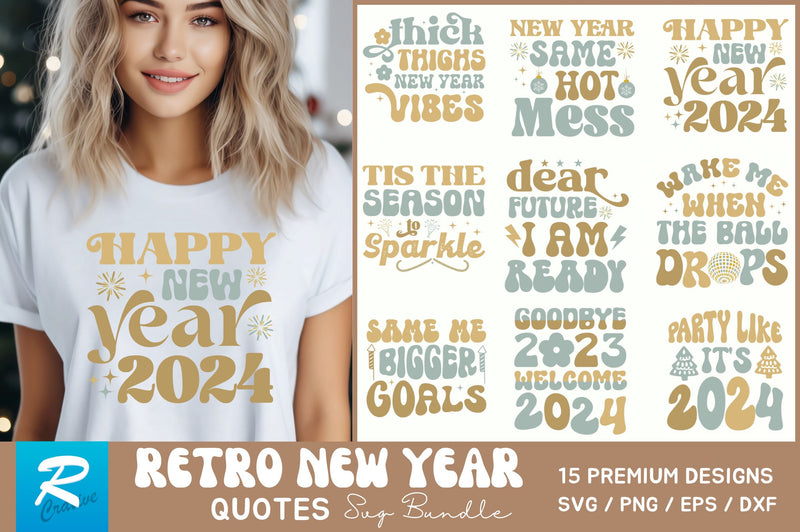 Retro New Year Svg Bundle SVG Regulrcrative 