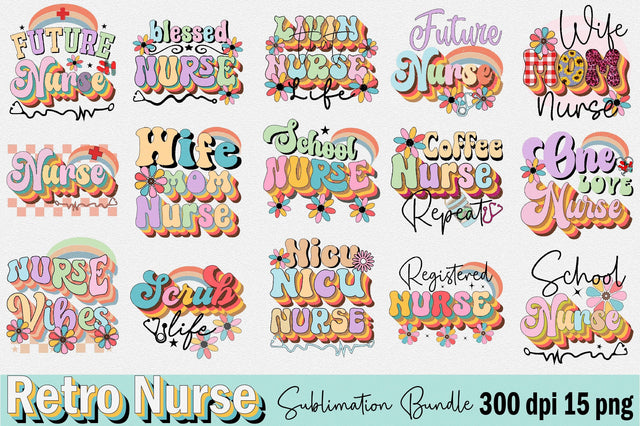 Retro Nurse Sublimation Bundle Sublimation SVGArt 