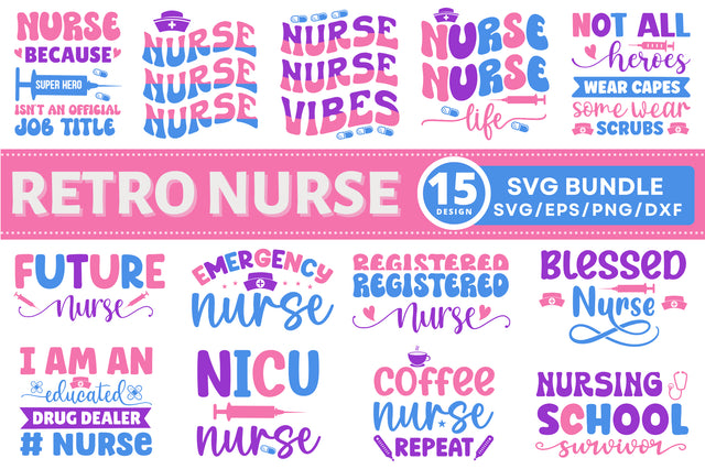 Retro Nurse SVG Bundle SVG Regulrcrative 