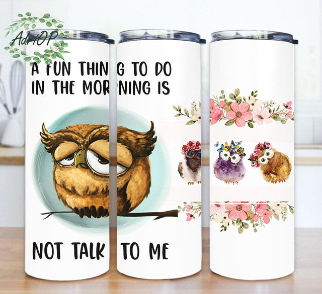Retro Owl 20oz Tumbler Design, A Fun Thing To Do In The Morning Design Png, Owl Floral Tumbler Png, Animal Tumbler With Lid And Straw, Instant Download Sublimation AdriOP 