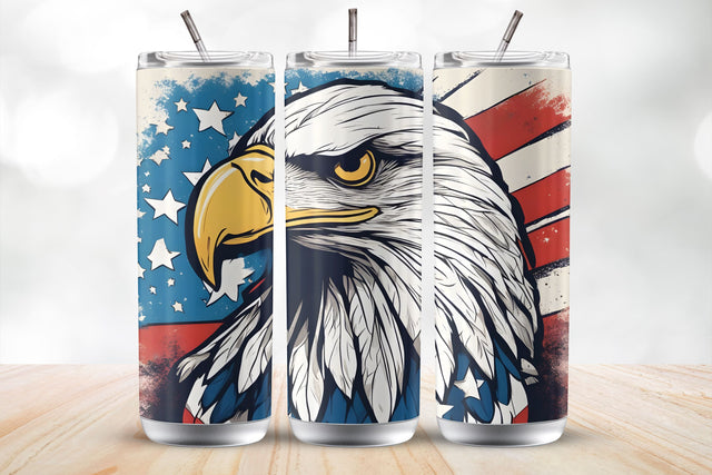 Retro Patriotic Eagle T20 oz Tumbler Wrap Sublimation Design Sublimation MockupSvgVenue 