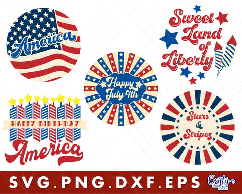 Retro Patriotic Svg Bundle | 4th of July Door Sign Bundle SVG Crafty Mama Studios 